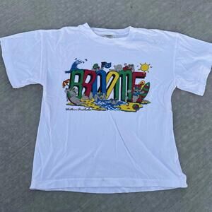 VTG 80's Made In Australia Broome T-Shirt Kangaroo Single Stitch Large White